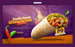 美味鸡肉卷快餐美食特价横幅设计